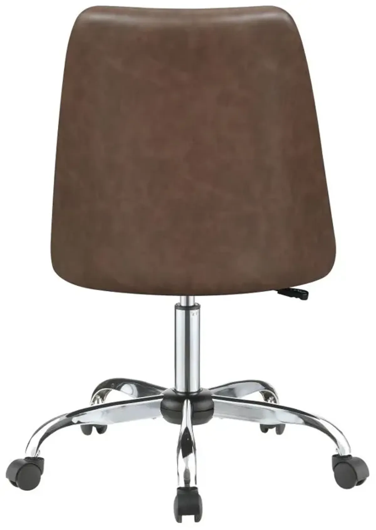 Aarav Upholstered Tufted Back Office Chair Brown And Chrome