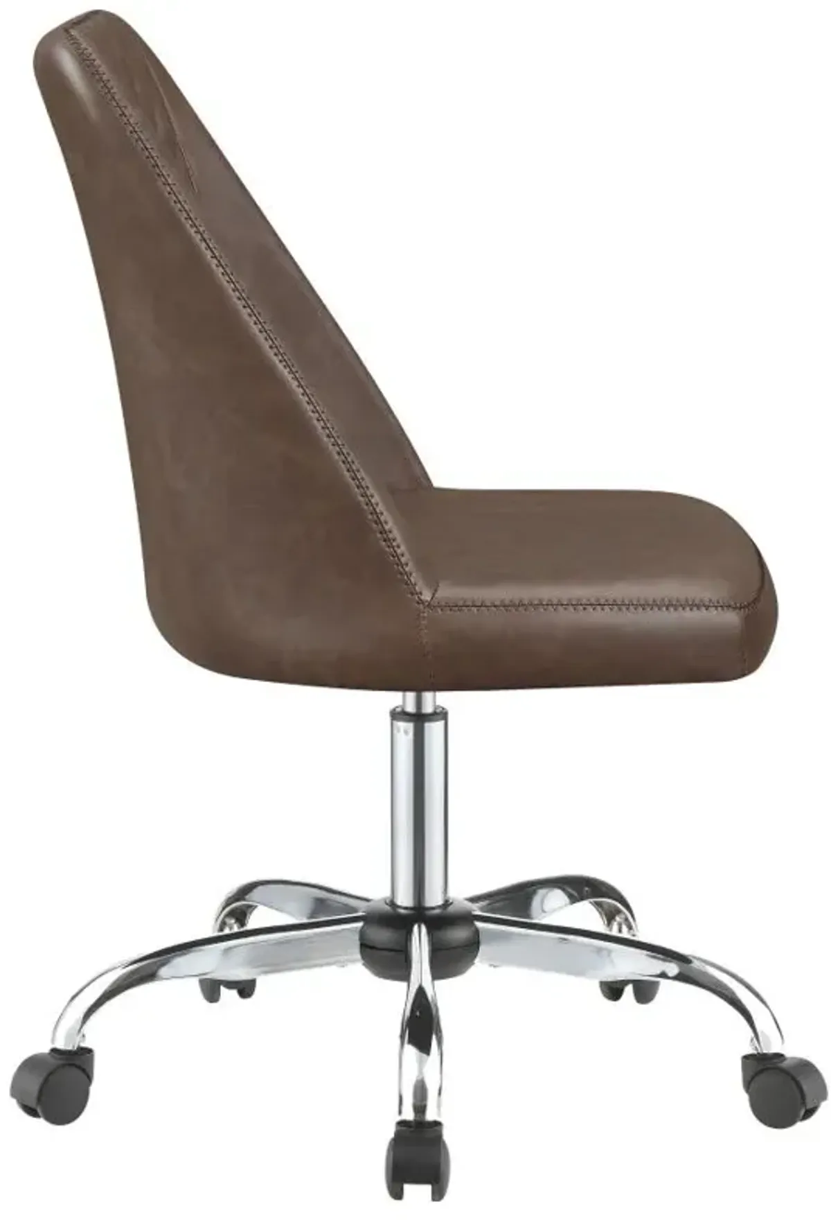 Aarav Upholstered Tufted Back Office Chair Brown And Chrome