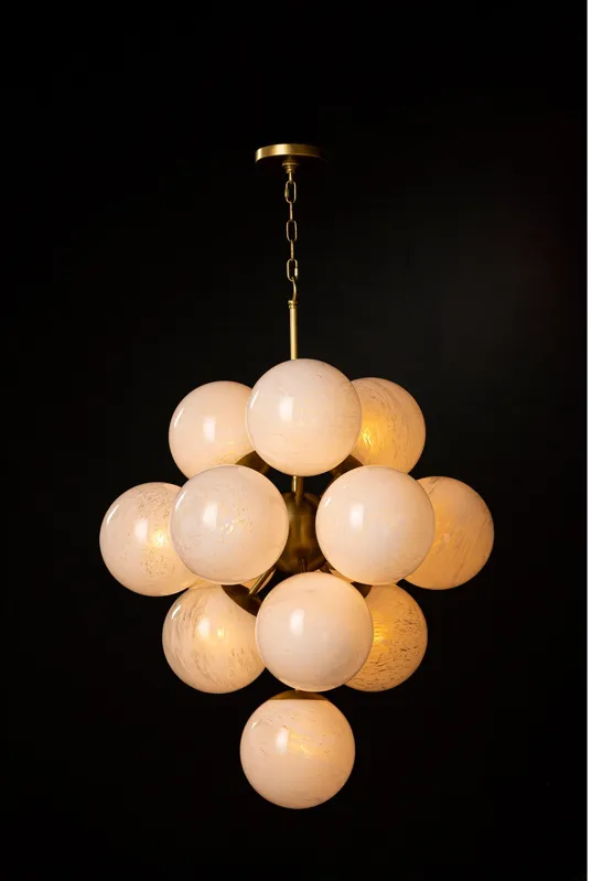 La Dame Swirl Glass Natural Brass Chandelier