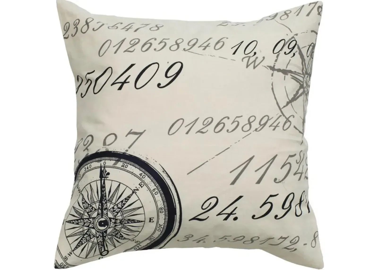 Script With Compass Cream Pillow