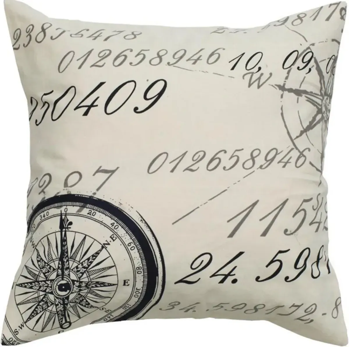 Script With Compass Cream Pillow