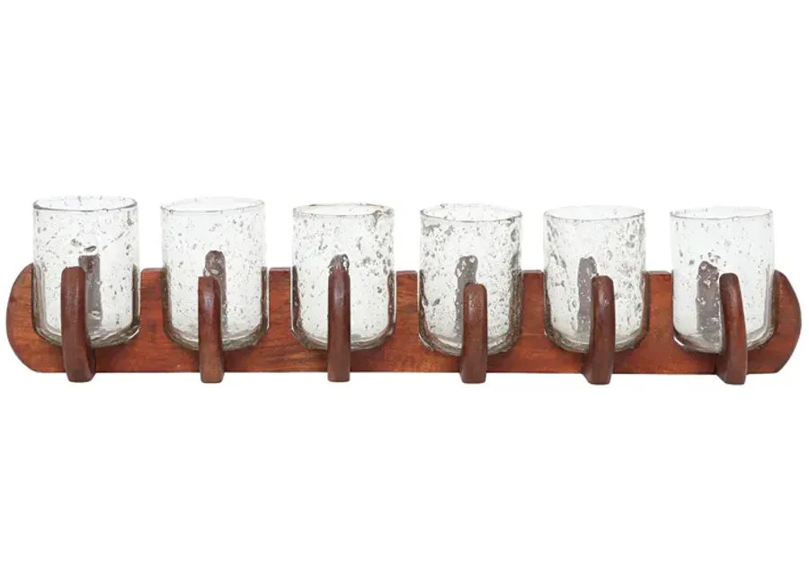 Glass, 24" 6-votive Holders W/ Base, Brown/clear