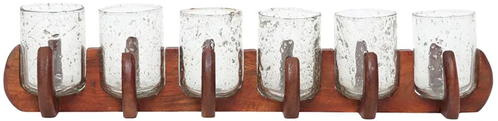 Glass, 24" 6-votive Holders W/ Base, Brown/clear