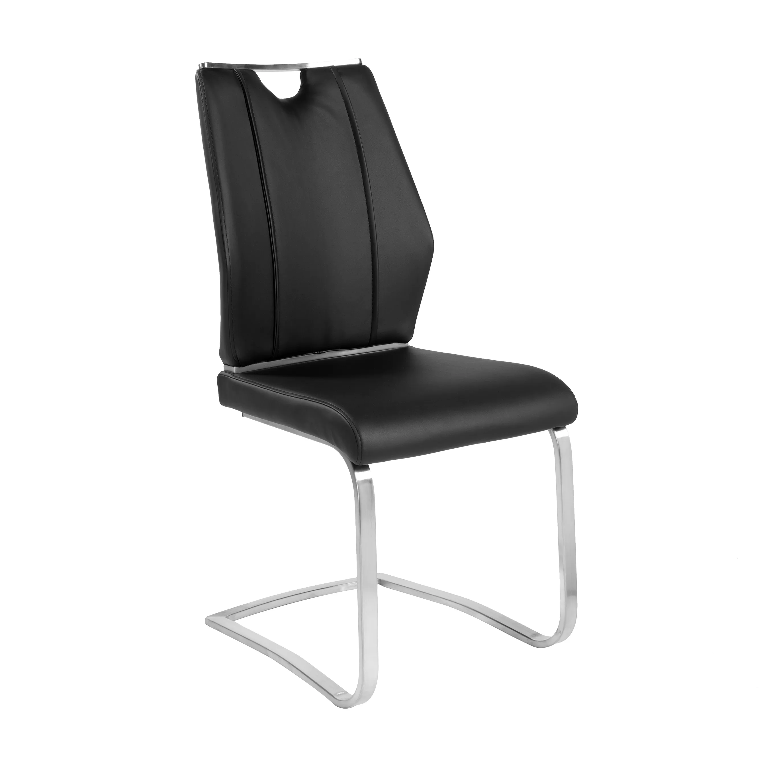 Lexington Side Chair in Black and Brushed Stainless Steel - Set of 2