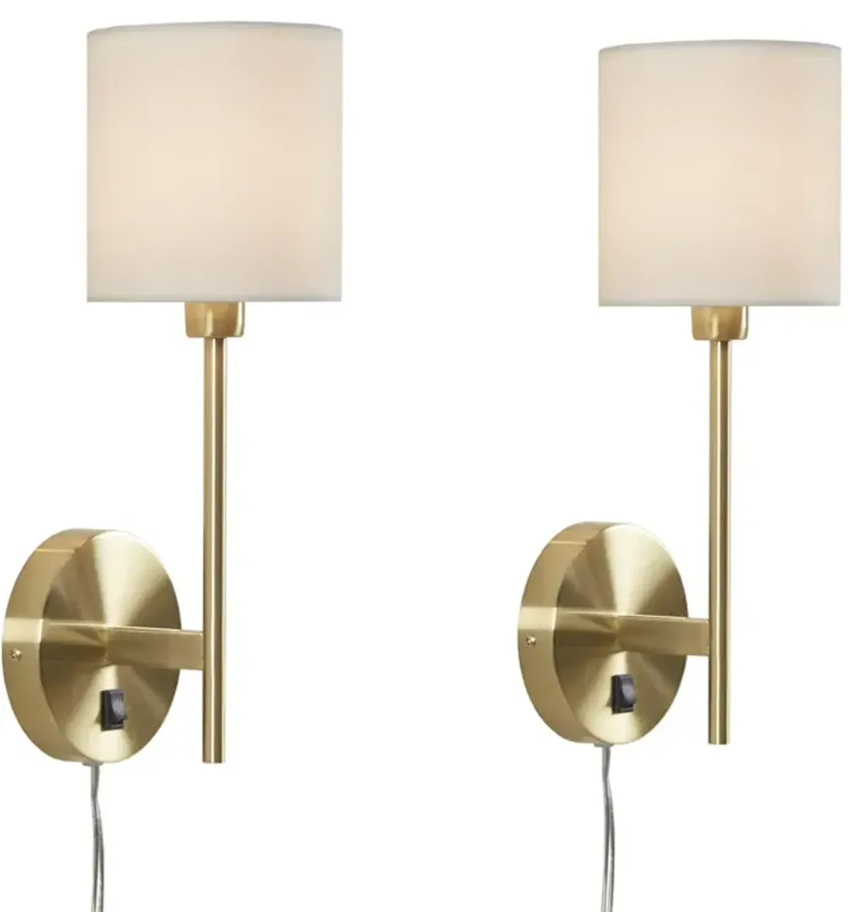 Hampton Hill Conway Gold Metal Wall Sconce with Cylinder Shade, Set of 2