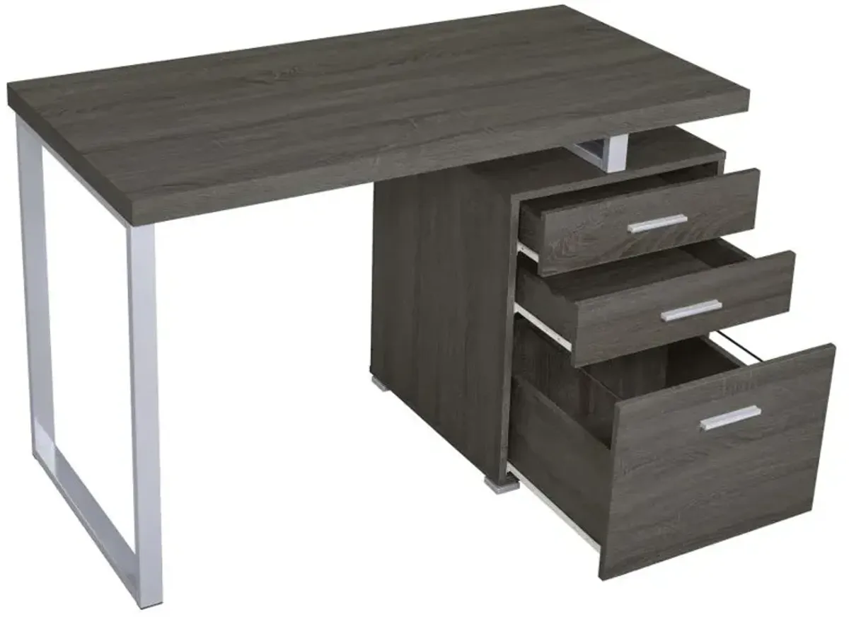 Brennan 3-drawer Office Desk Weathered Grey