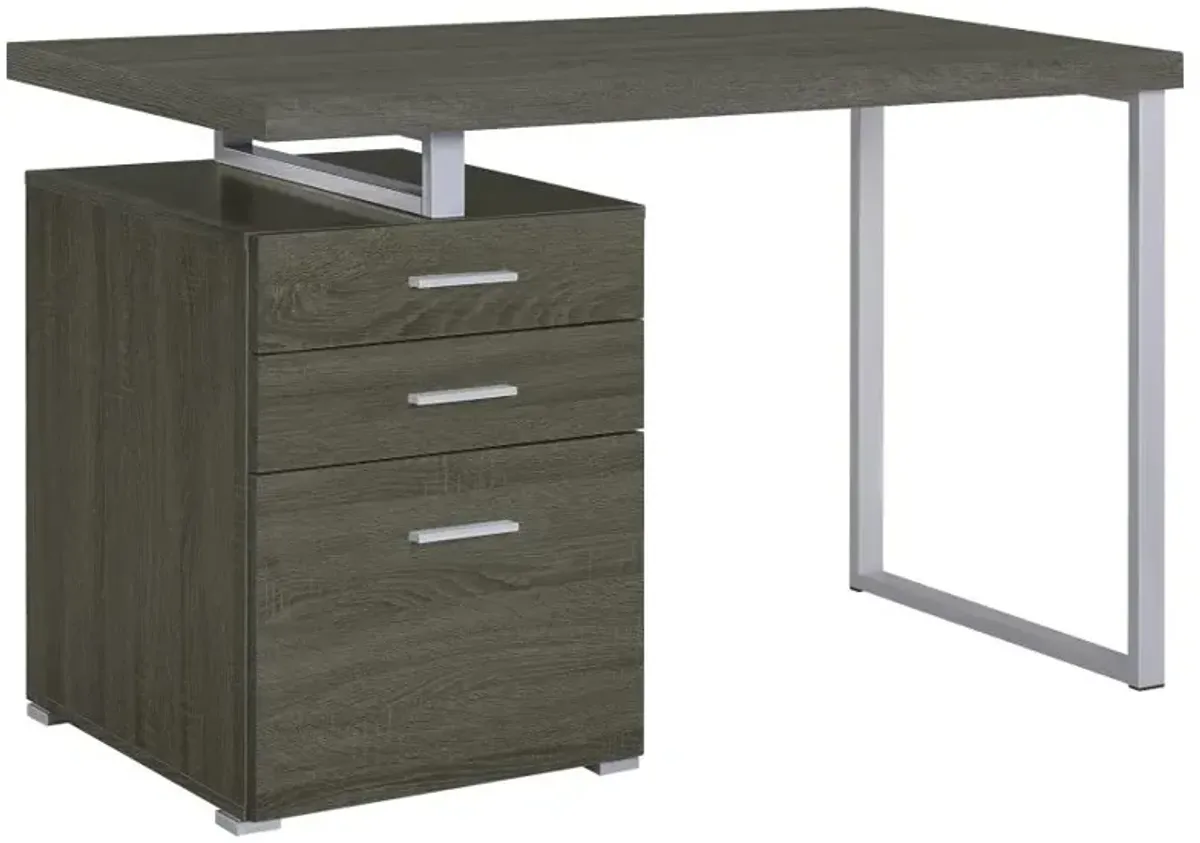 Brennan 3-drawer Office Desk Weathered Grey