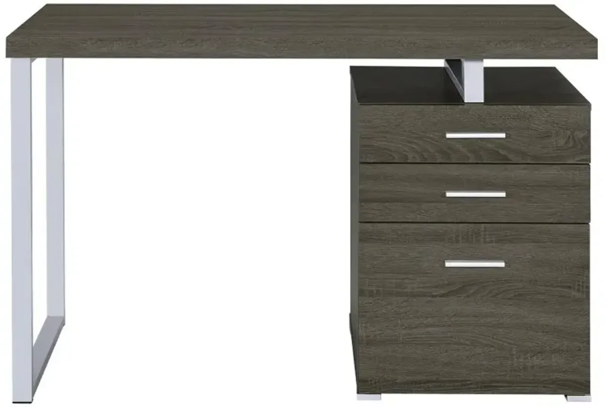 Brennan 3-drawer Office Desk Weathered Grey