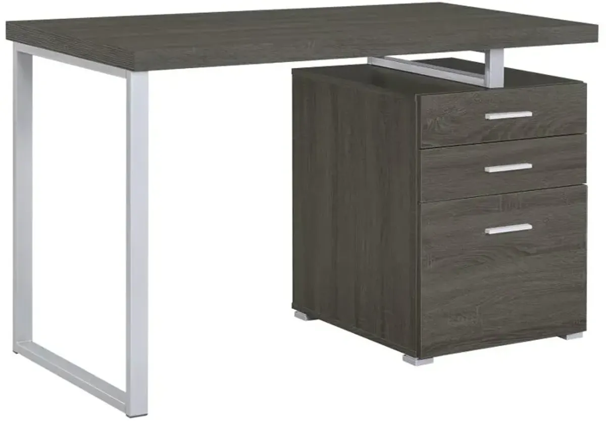 Brennan 3-drawer Office Desk Weathered Grey