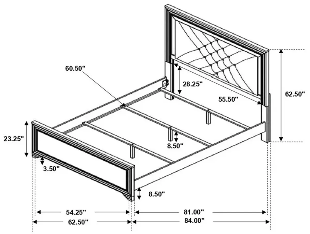 Penelope Queen Bed with LED Lighting Black and Midnight Star