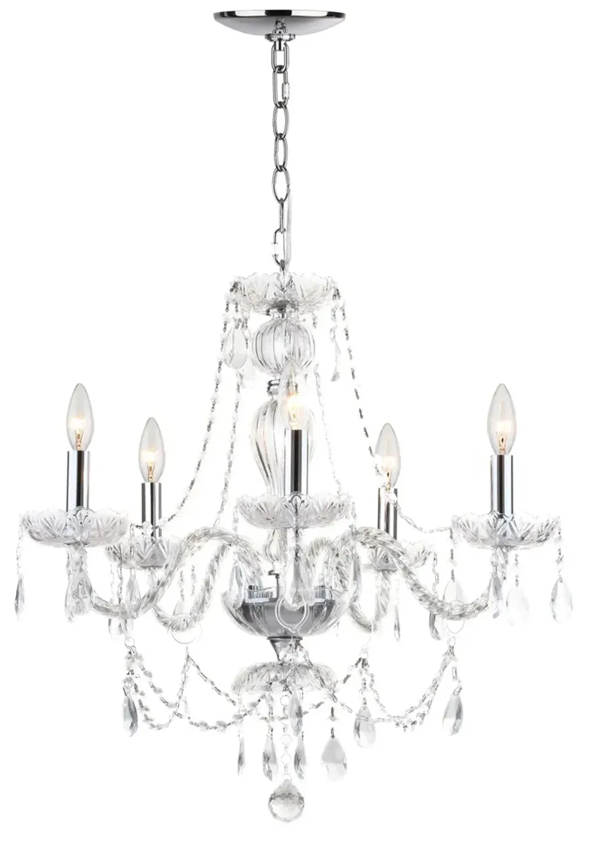 Jingle 5 Light Chrome 22.5-Inch Dia Adjustable Chandelier