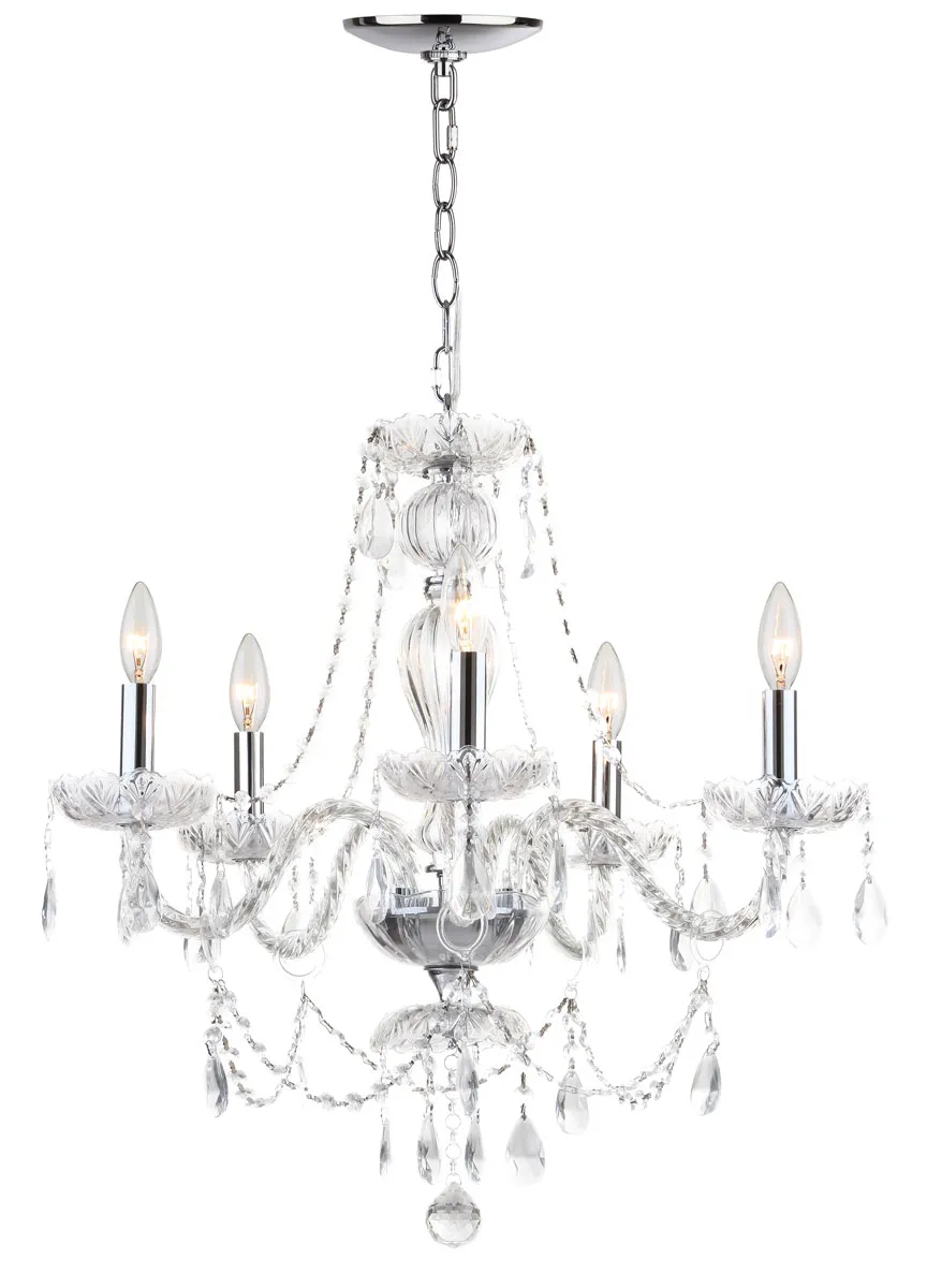 Jingle 5 Light Chrome 22.5-Inch Dia Adjustable Chandelier