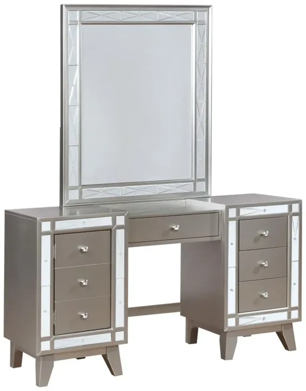 Leighton 3-piece Vanity Set Metallic Platinum