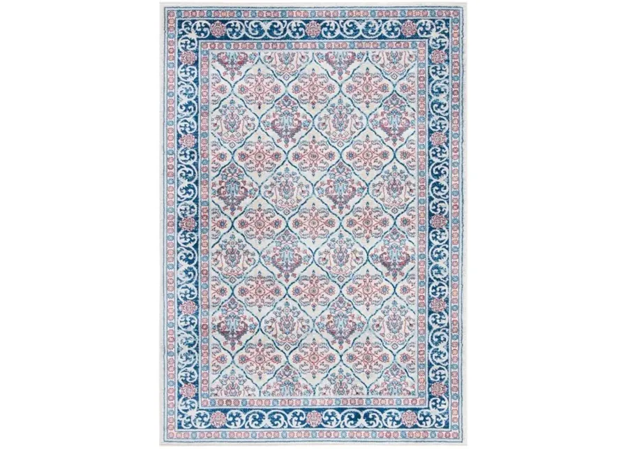 Brentwood 870 Beige / Navy 2' X 8' Runner Powerloomed Rug