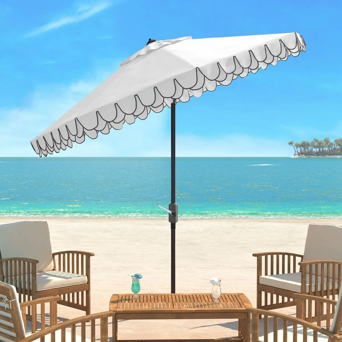 Uv Resistant Elegant Valance 9ft Auto Tilt Umbrella