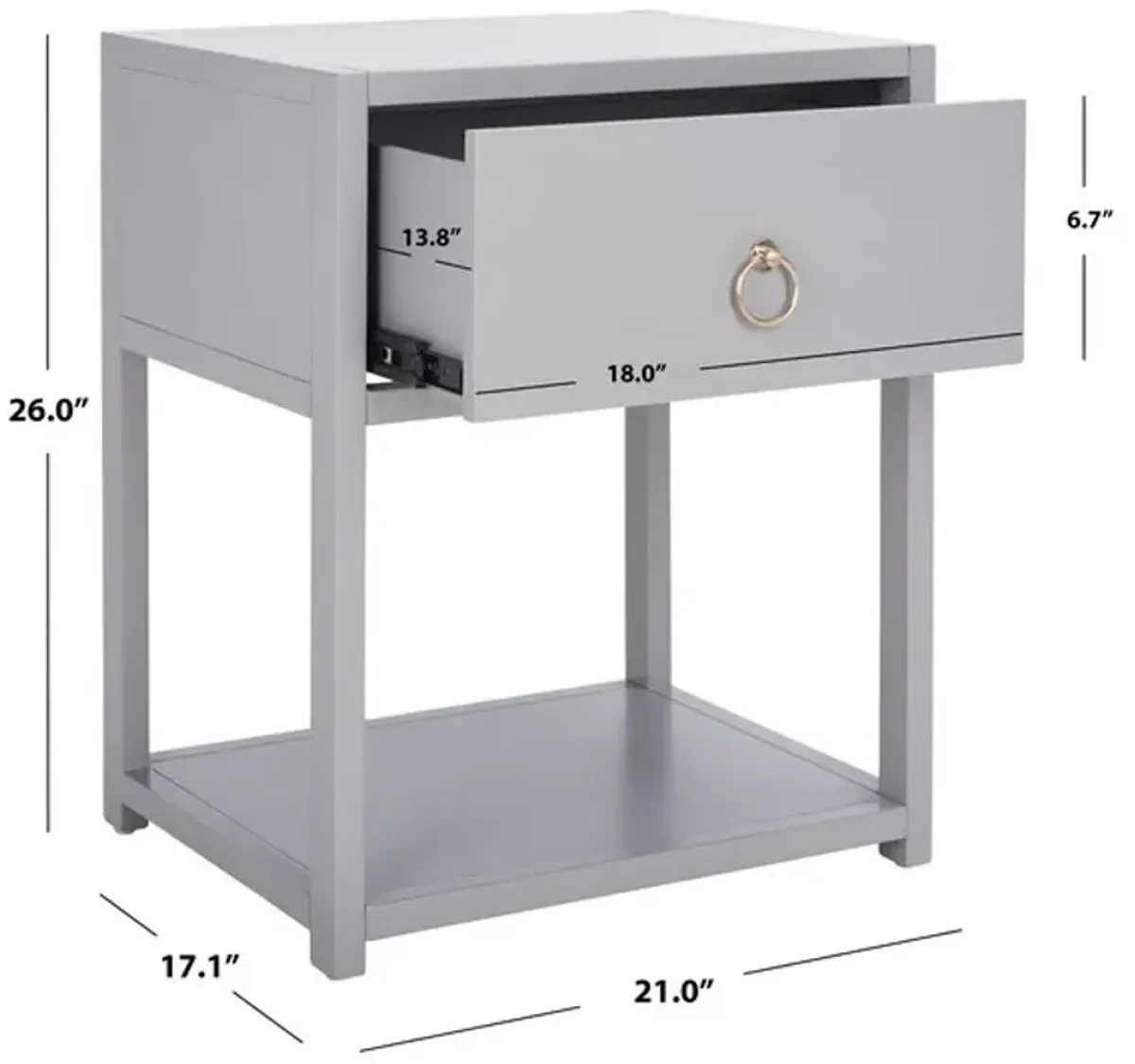 Yudi 1 Drawer 1 Shelf Nightstand