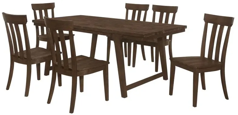 Reynolds 7-piece Rectangular Dining Table Set Brown Oak