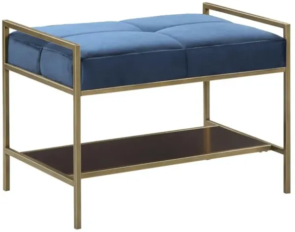 Maria Upholstered Stool Navy Blue and Gold