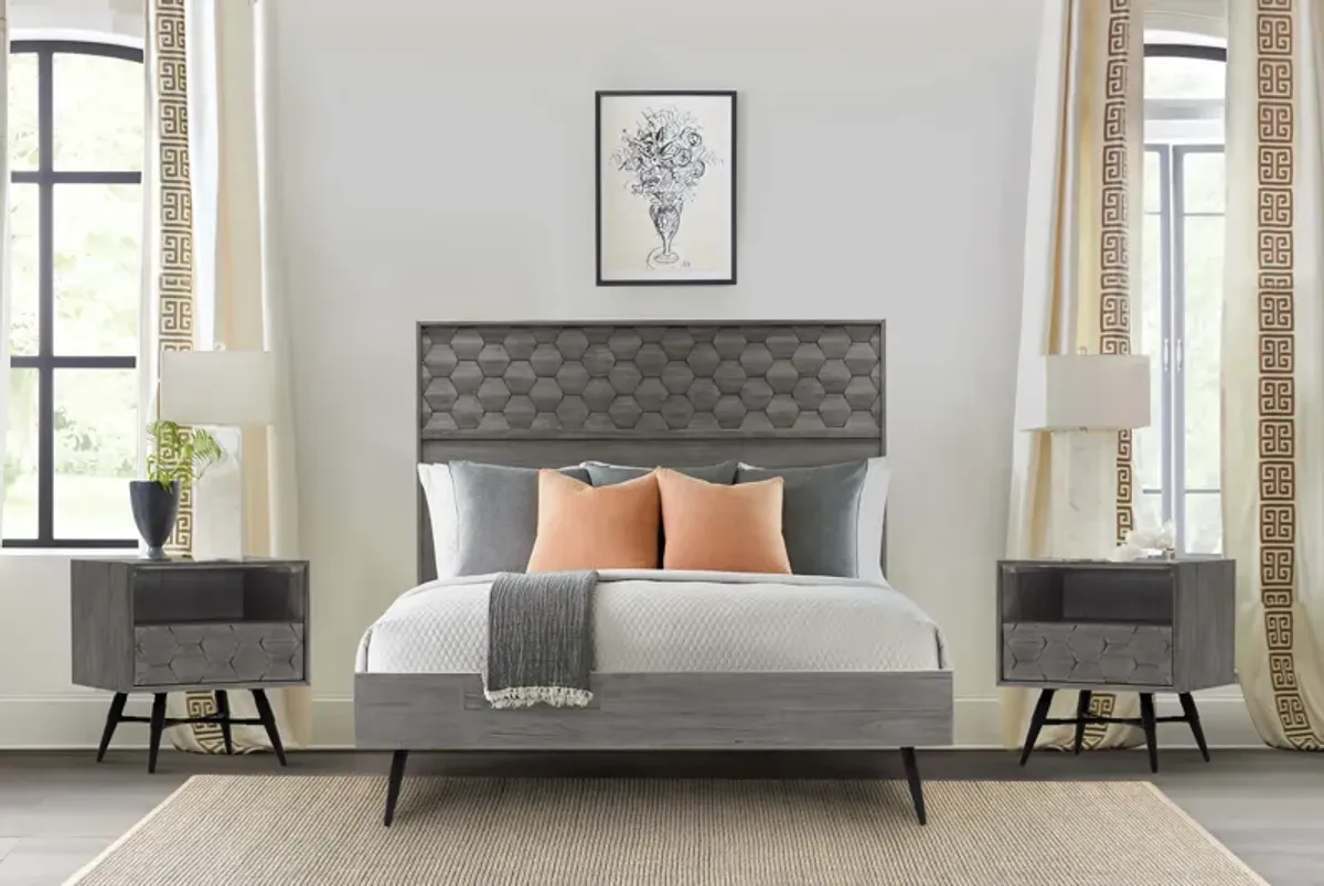 Makena 3 Piece Queen Bedroom Set in Grey Acacia Wood