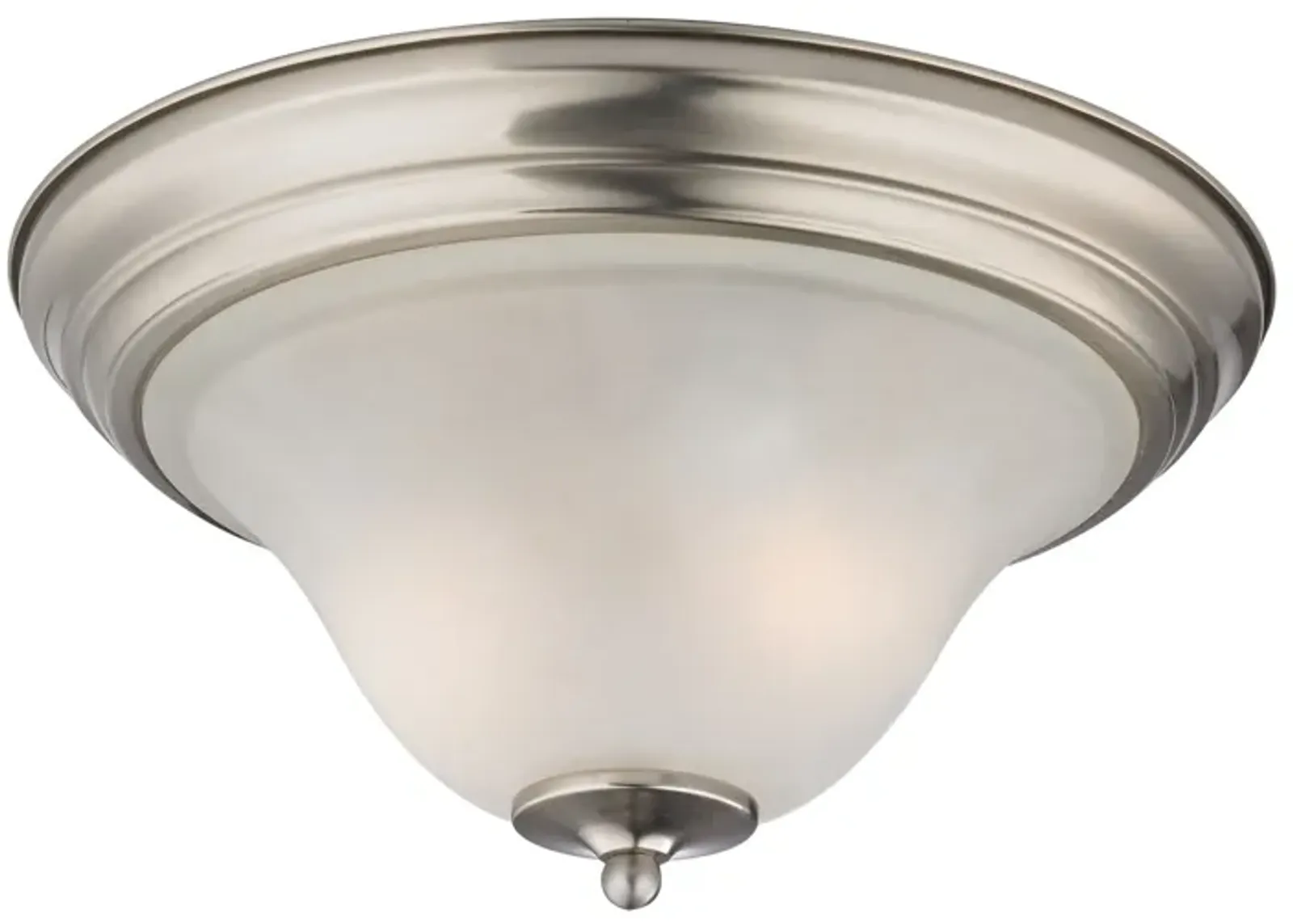 Kingston 2-Light Flush Mount in Brushed Nickel with White Glass