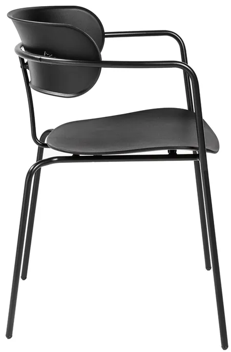 Paris Stacking Armchair in Black with Black Legs - Set of 4