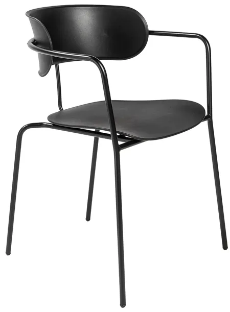 Paris Stacking Armchair in Black with Black Legs - Set of 4