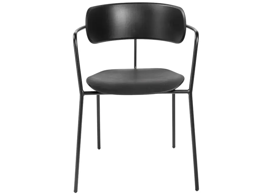 Paris Stacking Armchair in Black with Black Legs - Set of 4