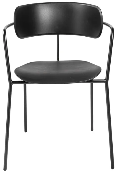 Paris Stacking Armchair in Black with Black Legs - Set of 4