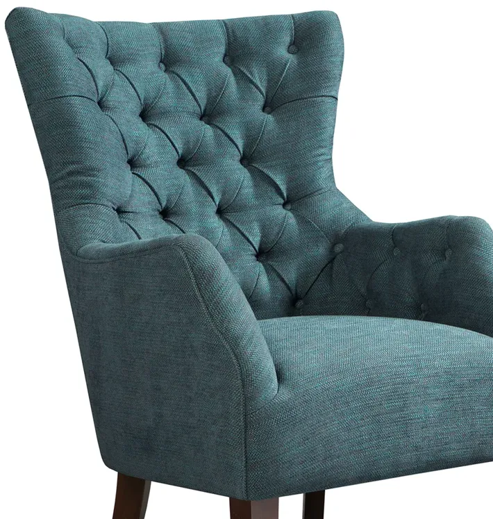 Madison Park Hannah Teal Button Tufted Wing Chair