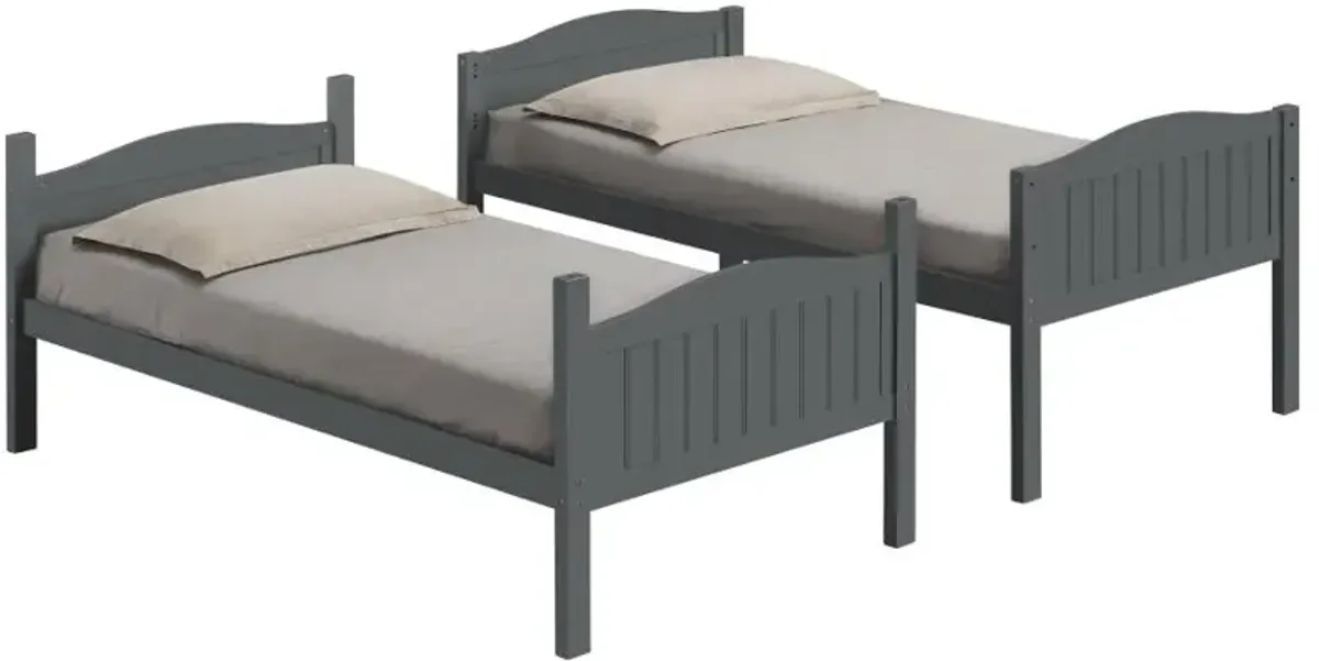 Arlo Twin Over Twin Bunk Bed with Ladder Grey