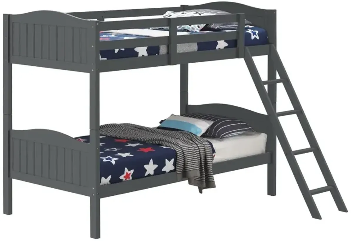 Arlo Twin Over Twin Bunk Bed with Ladder Grey