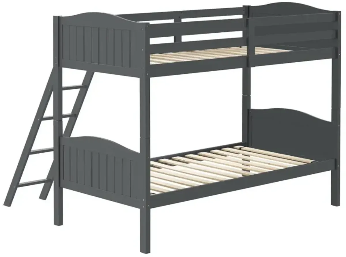 Arlo Twin Over Twin Bunk Bed with Ladder Grey