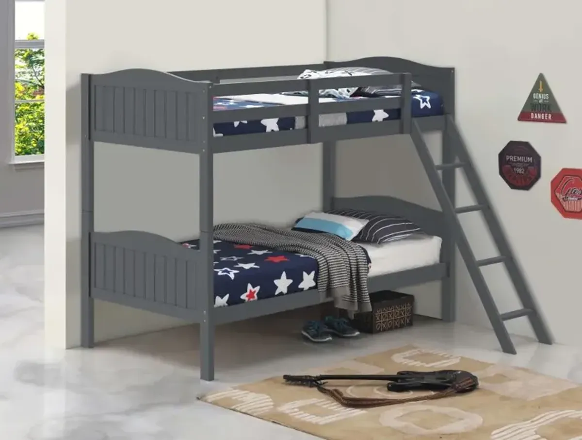 Arlo Twin Over Twin Bunk Bed with Ladder Grey