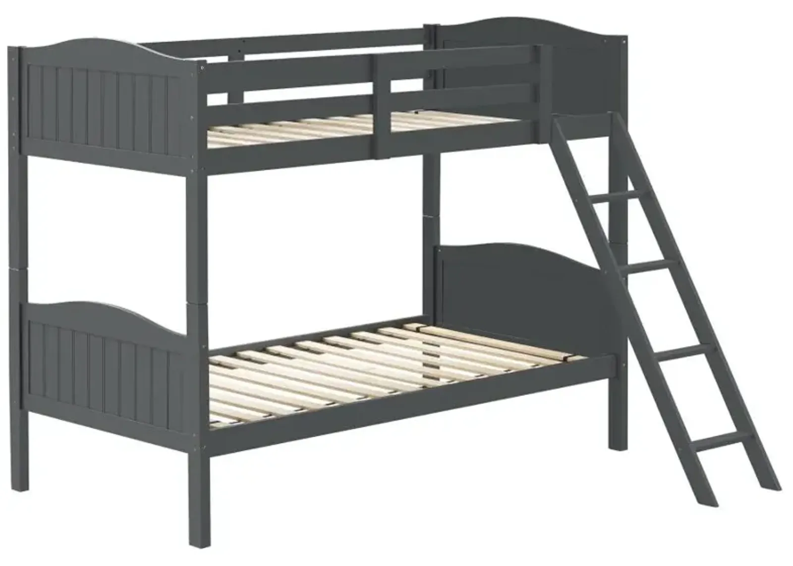 Arlo Twin Over Twin Bunk Bed with Ladder Grey