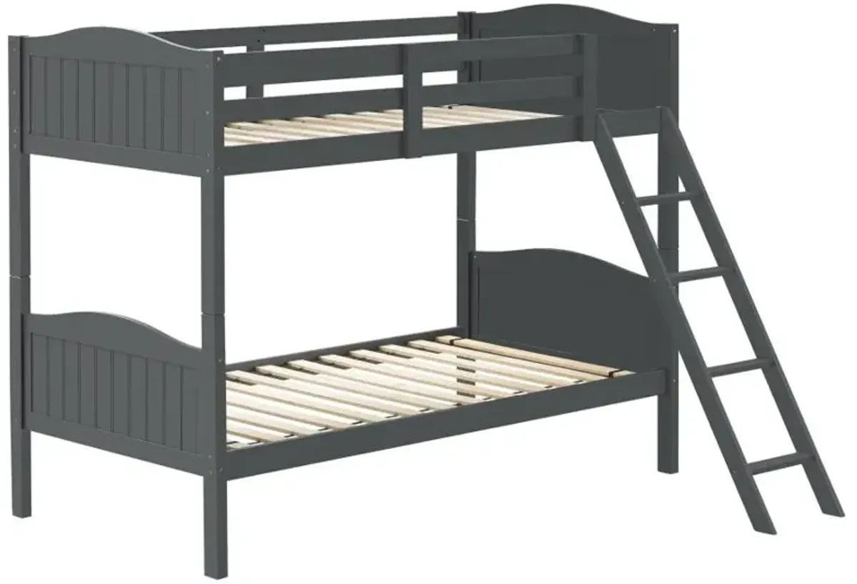 Arlo Twin Over Twin Bunk Bed with Ladder Grey