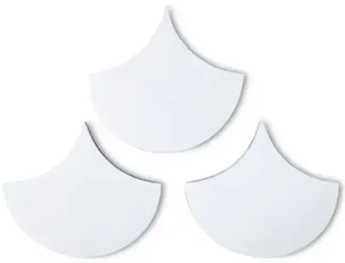 Scales Wall Tiles, Glossy White, Set of 3