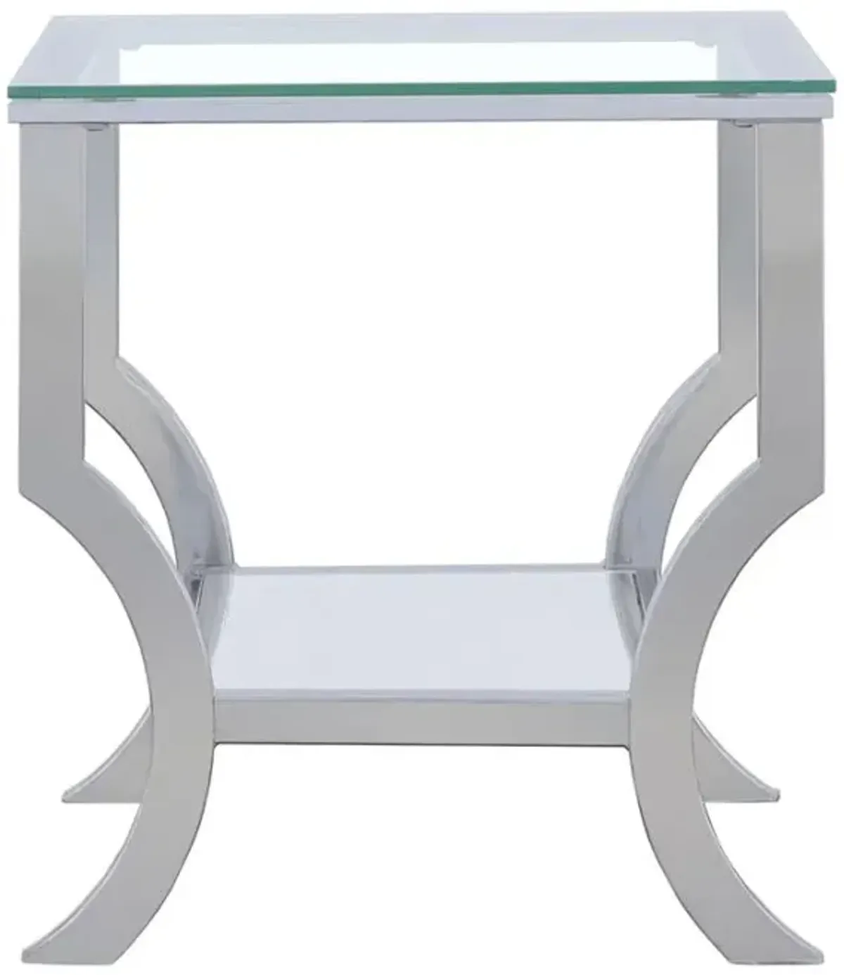 Saide Square End Table with Mirrored Shelf Chrome