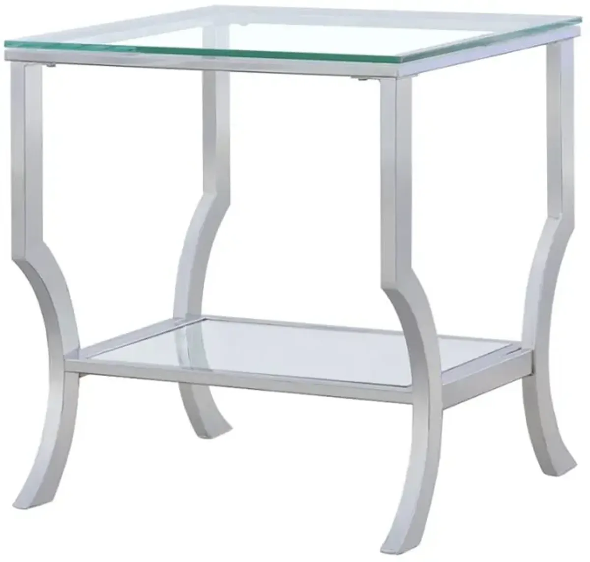 Saide Square End Table with Mirrored Shelf Chrome