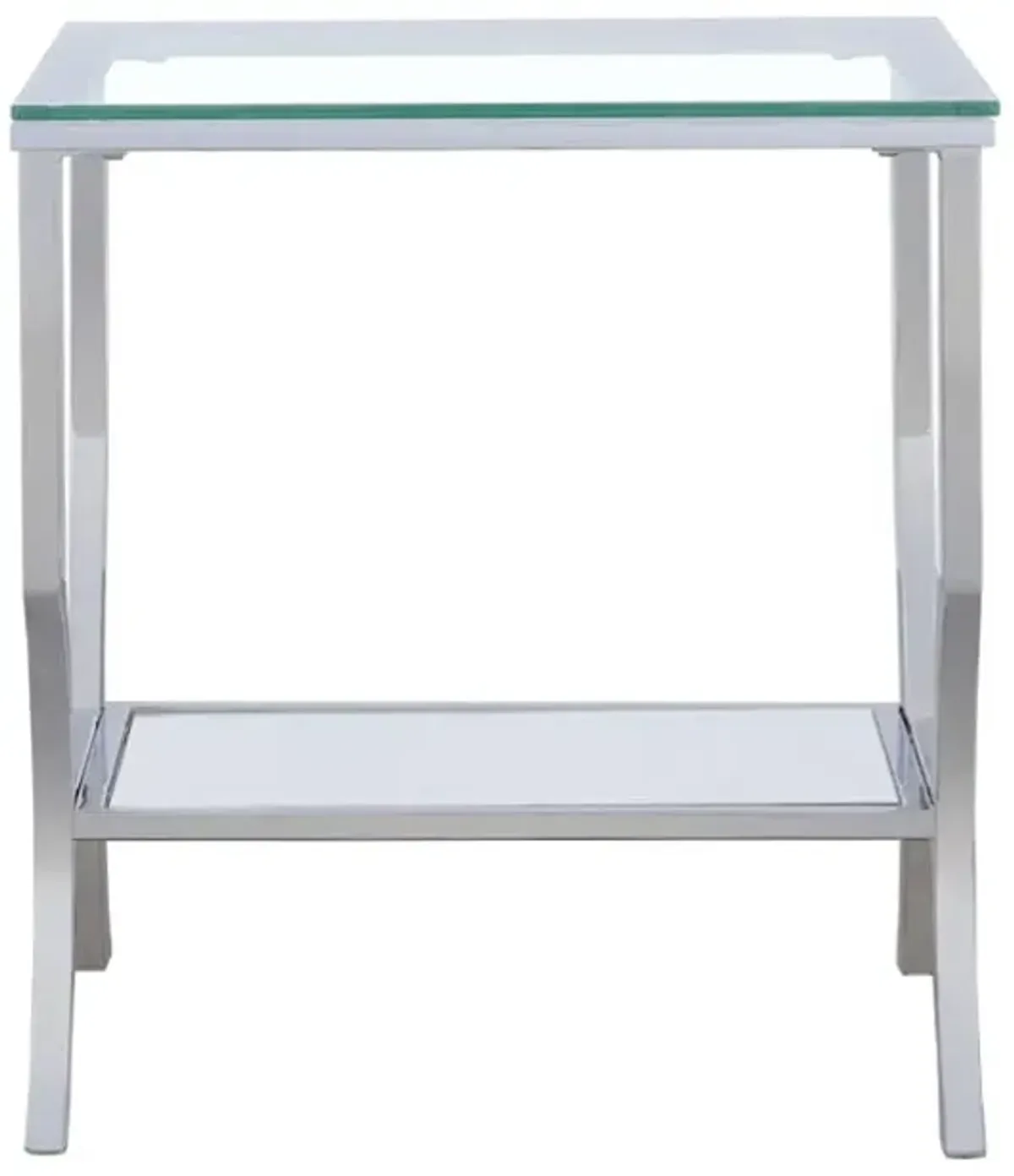 Saide Square End Table with Mirrored Shelf Chrome