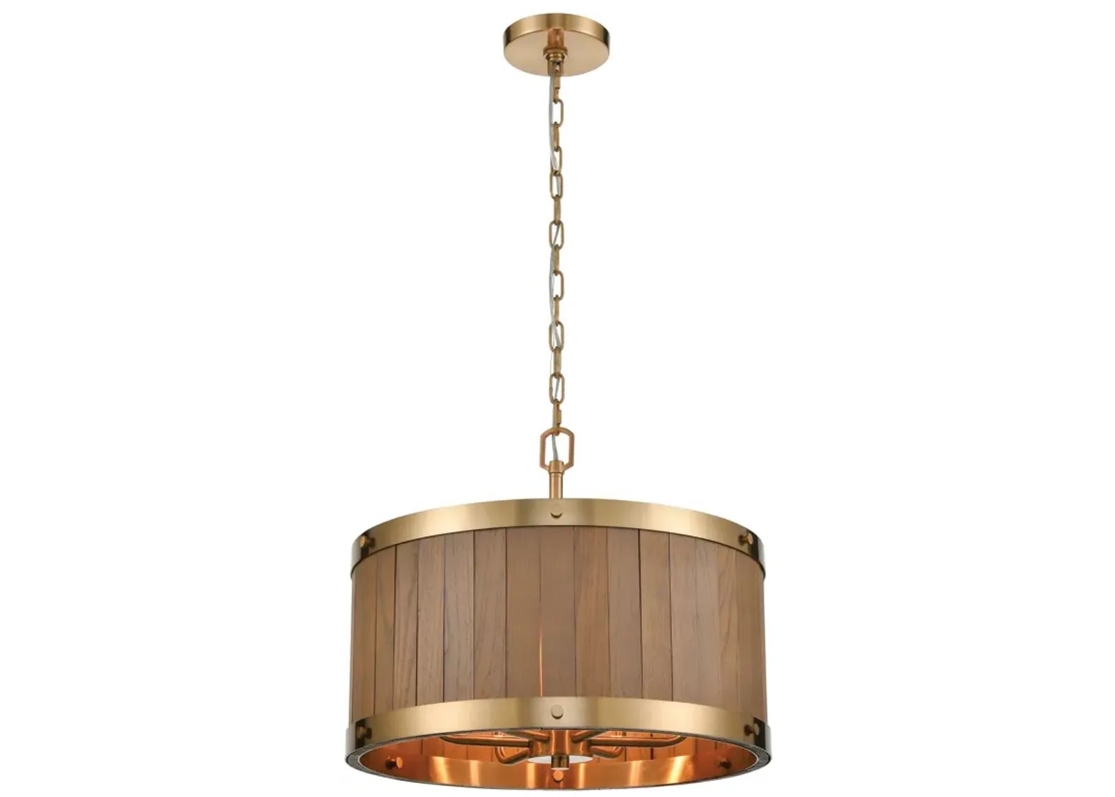 Wooden Barrel 19" Wide 6-Light Chandelier - Satin Brass