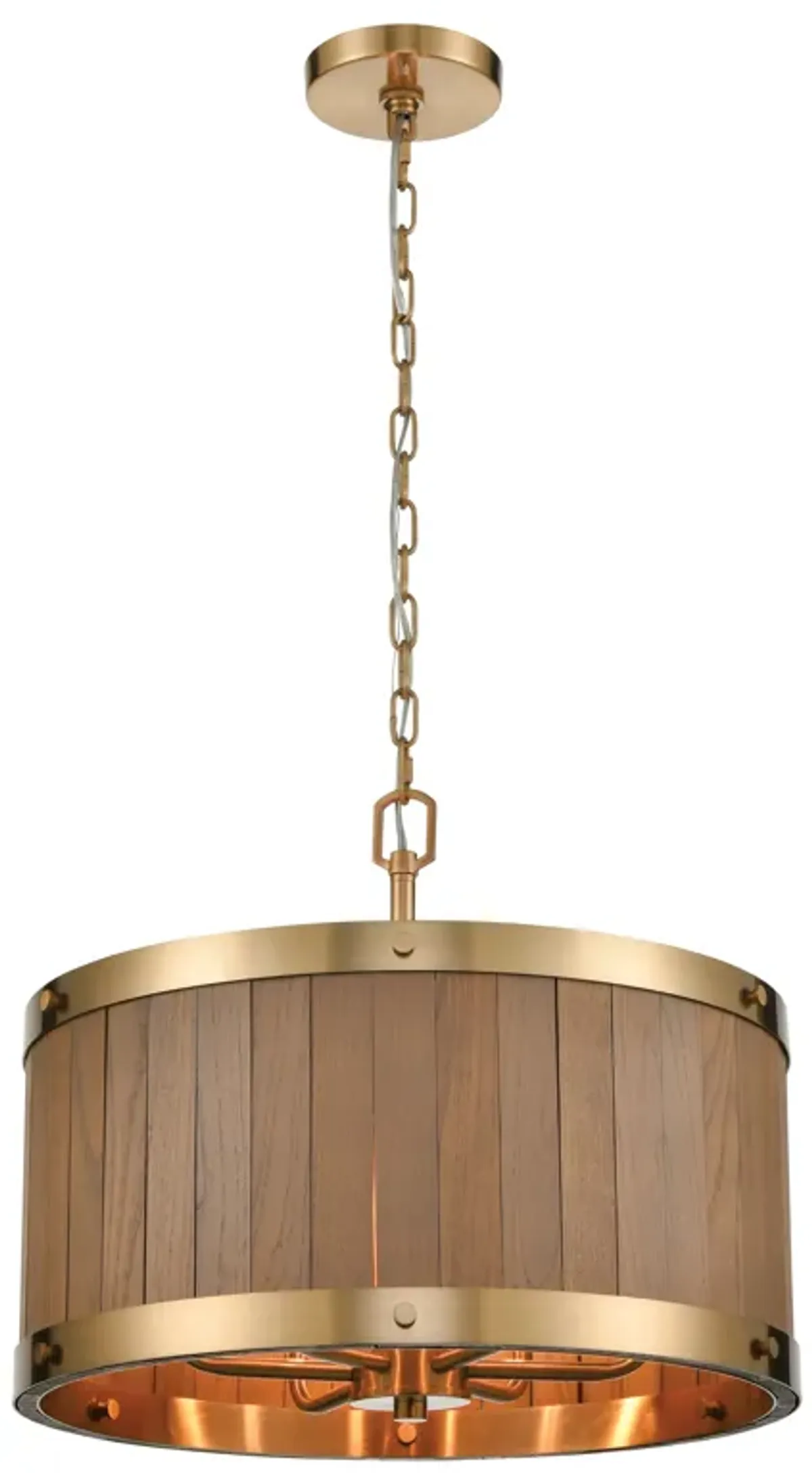 Wooden Barrel 19" Wide 6-Light Chandelier - Satin Brass