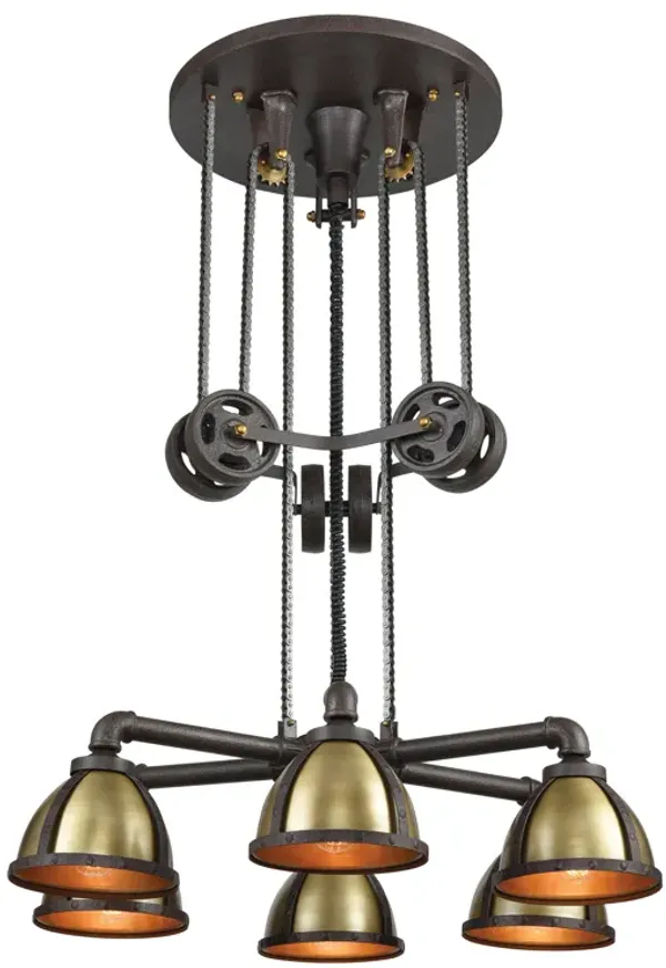 Torque 36" Wide 6-Light Chandelier - Vintage Brass