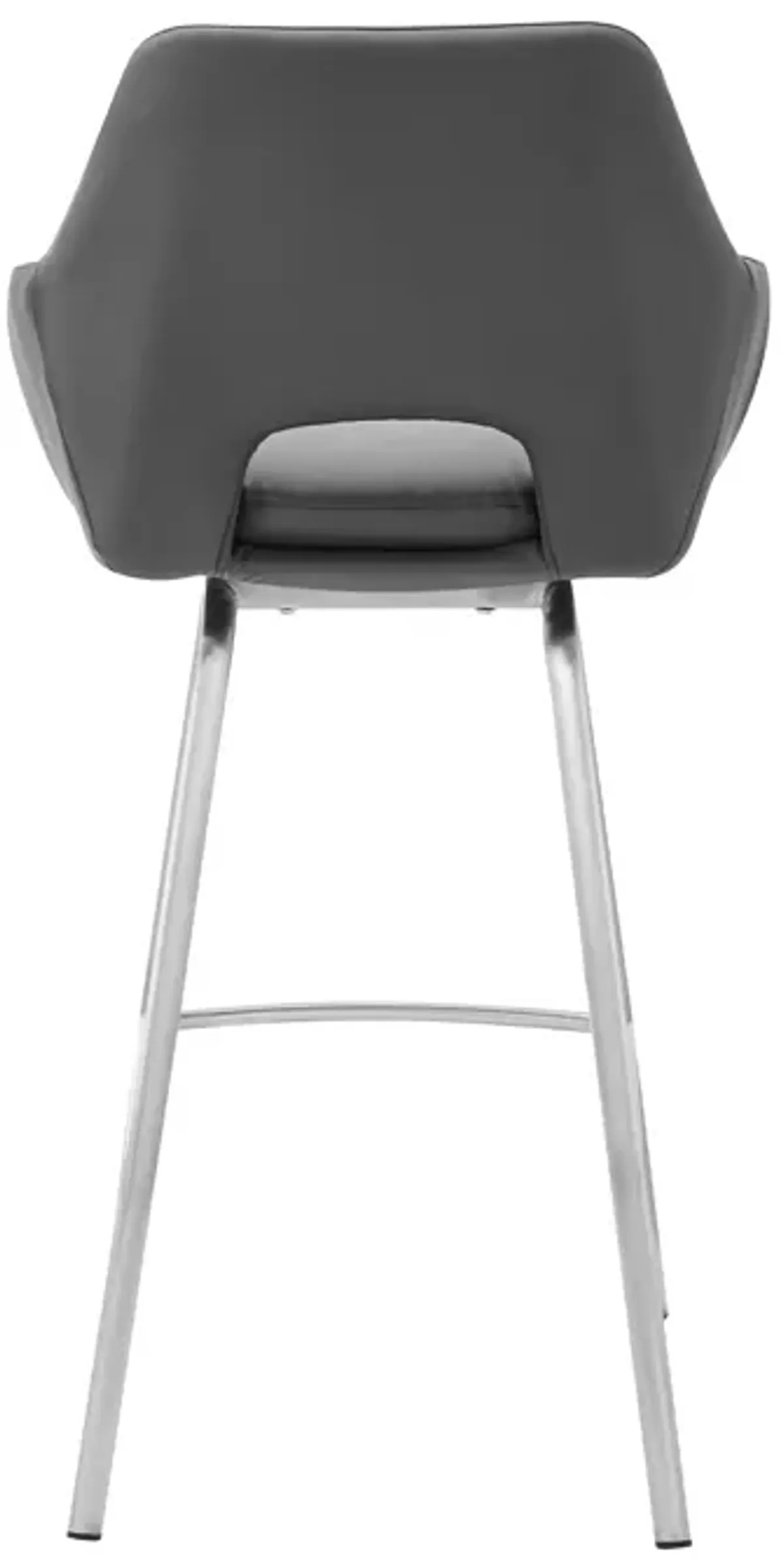 Aura Gray Faux Leather and Brushed Stainless Steel Swivel 26" Counter Stool