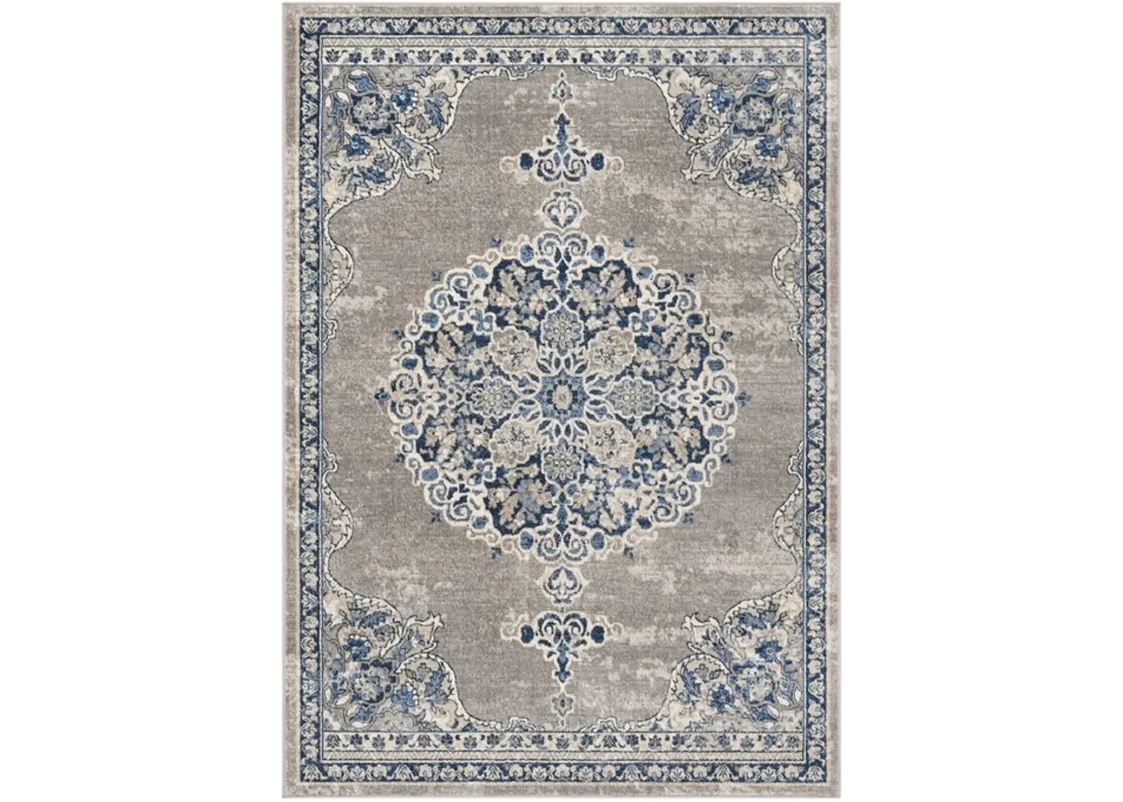 Brentwood 867 Light Grey / Blue 5'-3" X 7'-6" Medium Rectangle Powerloomed Rug