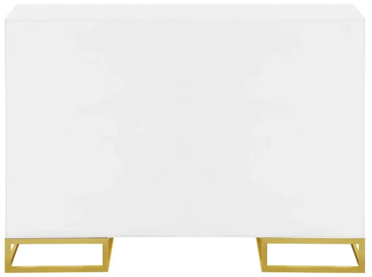 Elsa 2-door Accent Cabinet with Adjustable Shelves White and Gold