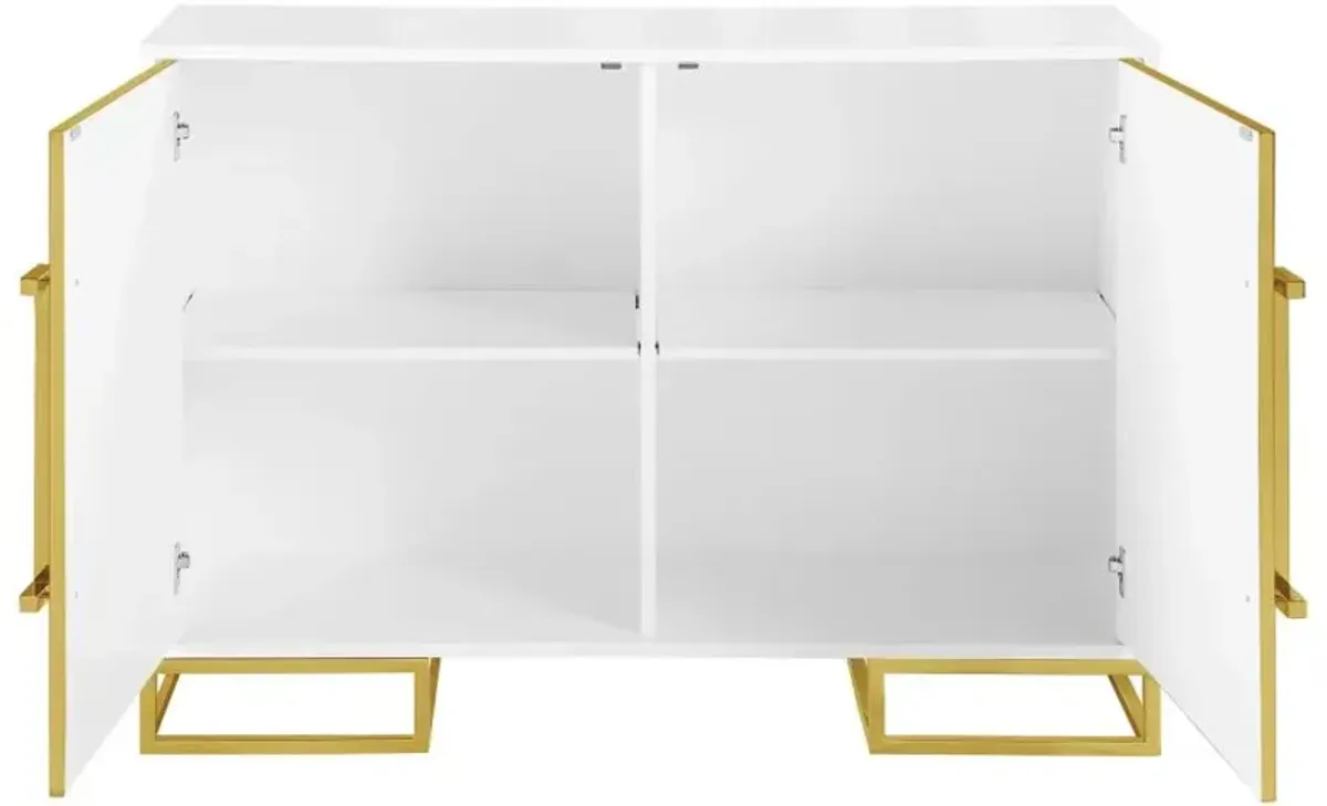 Elsa 2-door Accent Cabinet with Adjustable Shelves White and Gold