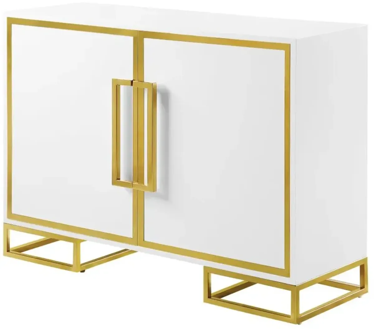 Elsa 2-door Accent Cabinet with Adjustable Shelves White and Gold