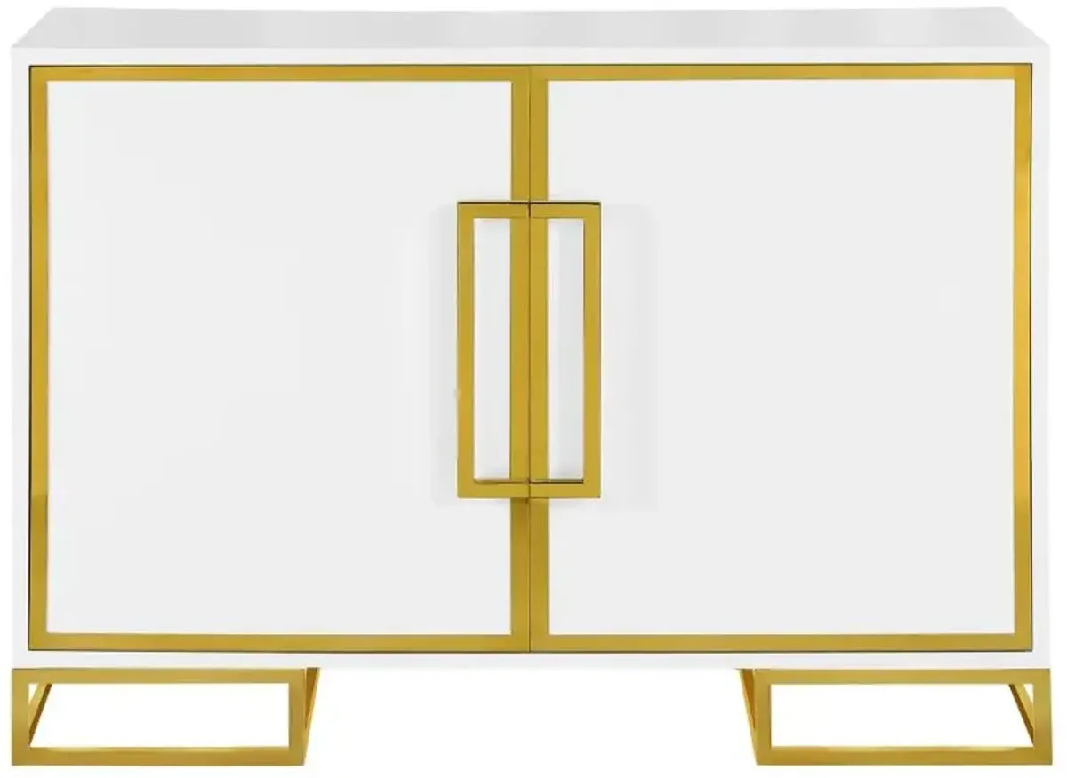 Elsa 2-door Accent Cabinet with Adjustable Shelves White and Gold