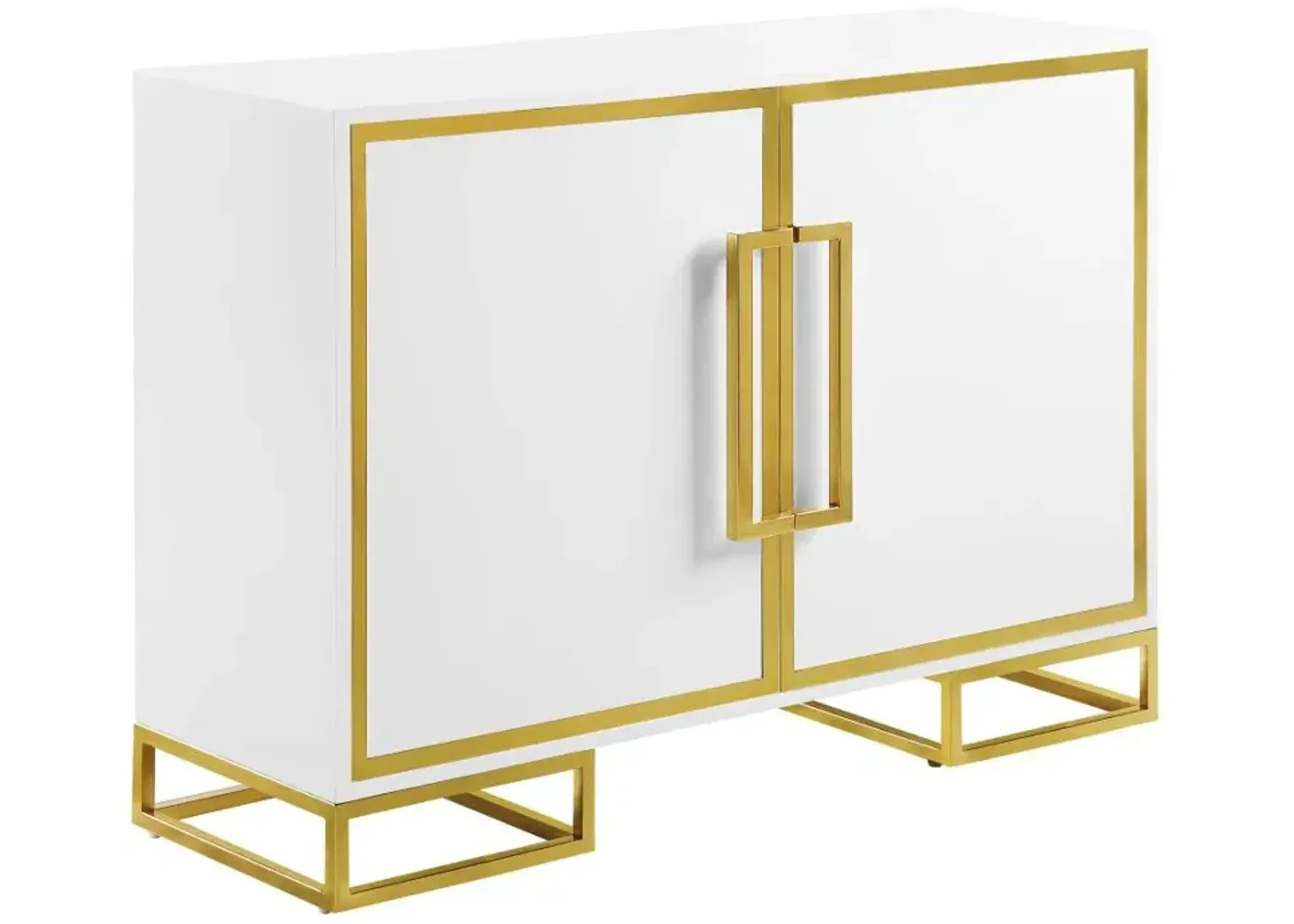 Elsa 2-door Accent Cabinet with Adjustable Shelves White and Gold