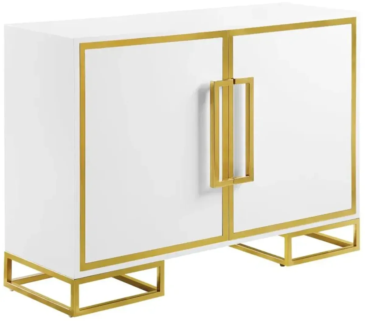 Elsa 2-door Accent Cabinet with Adjustable Shelves White and Gold